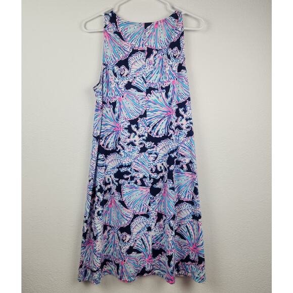 Lily Pulitzer Luella Sleeveless Dress in Deep Sea Shells Blue Pink Size Medium - Picture 4 of 7